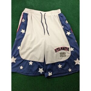 Raw Blue Atlanta 22 Basketball Shorts Mens 2XL White Blue Stars Mesh Activewear